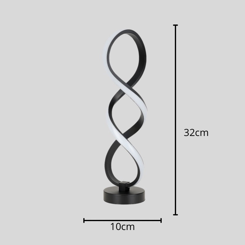 Luminária de Mesa Espiral Laço LED USB Moderna Alumínio Preto CAZANE