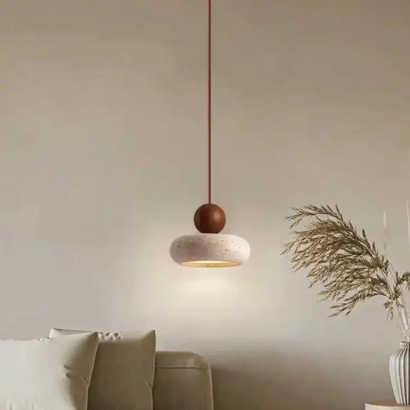 Luminária Pendente Vintage com Madeira de Nogueira Mármore Moderna CAZANE