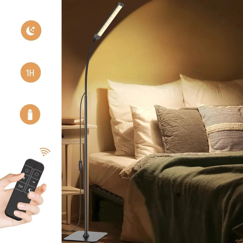 Luminária de Chão LED Regulável, com controle remoto, temporizador, Moderno Preto CAZANE