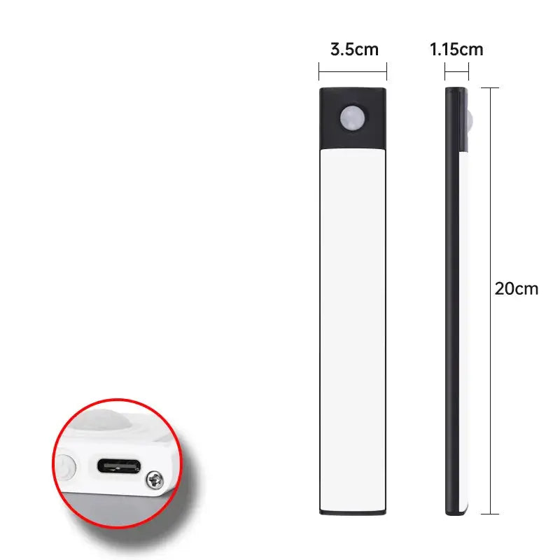 Luminária de Cozinha LED com sensor de Movimento, Recarregável por USB MODERNO Preto CAZANE