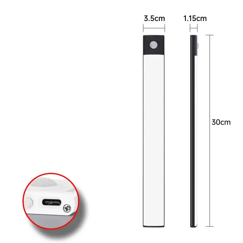 Luminária de Cozinha LED com sensor de Movimento, Recarregável por USB MODERNO Preto CAZANE