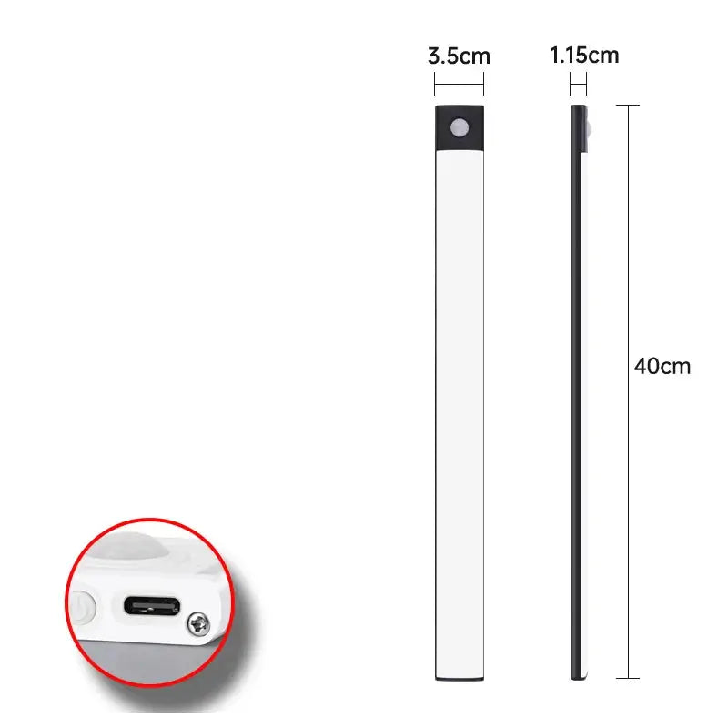 Luminária de Cozinha LED com sensor de Movimento, Recarregável por USB MODERNO Preto CAZANE
