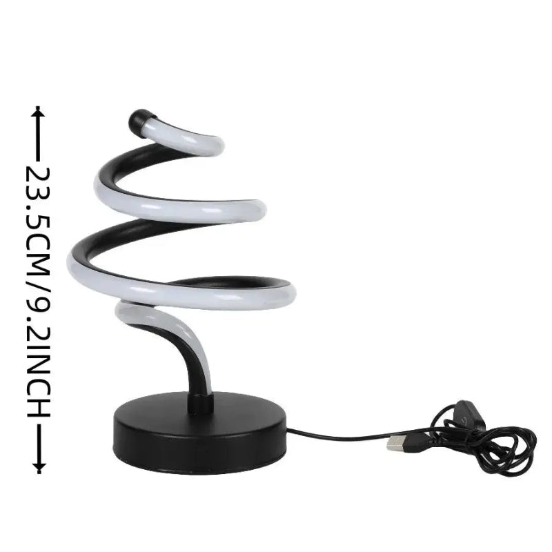 Luminária de Mesa Espiral Árvore LED USB Moderna Alumínio Preto CAZANE