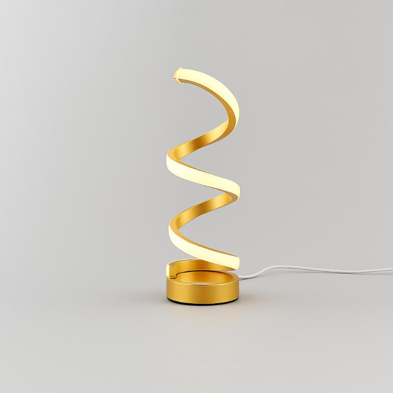 Luminária de Mesa Espiral Lux LED USB Ajustável Moderna Alumínio Dourada CAZANE