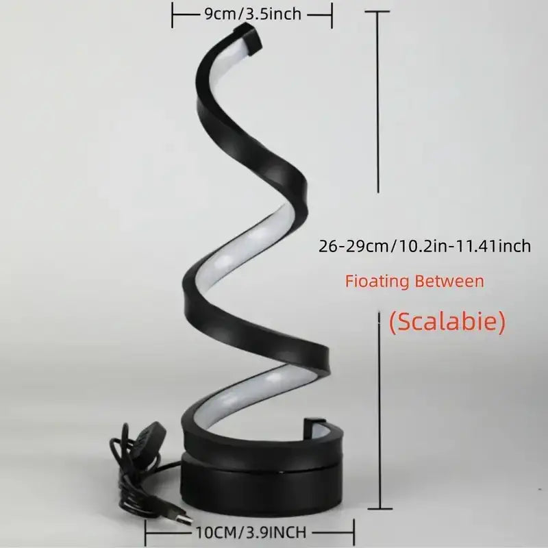 Luminária de Mesa Espiral Lux LED USB Ajustável Moderna Alumínio Preta CAZANE