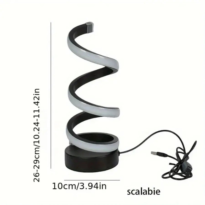 Luminária de Mesa Espiral Lux LED USB Ajustável Moderna Alumínio Preta CAZANE
