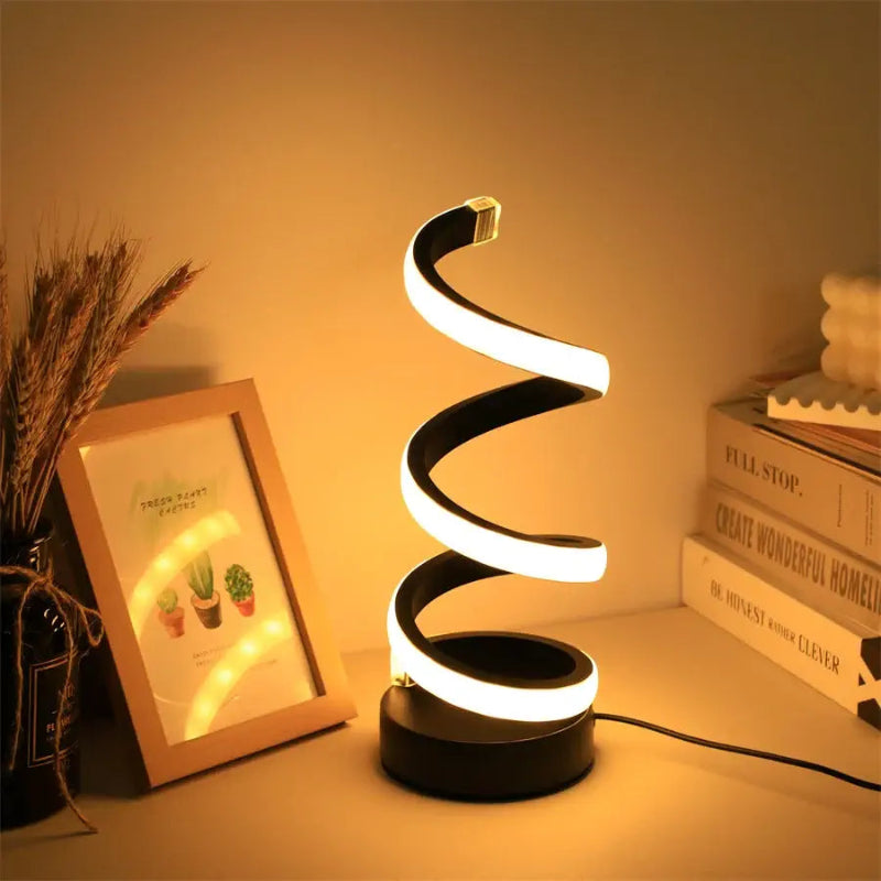 Luminária de Mesa Espiral Lux LED USB Ajustável Moderna Alumínio Preta CAZANE