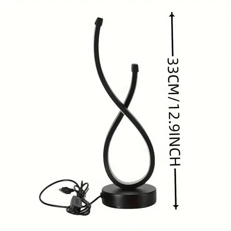 Luminária de Mesa Espiral Zen LED USB Moderna Alumínio Preto CAZANE