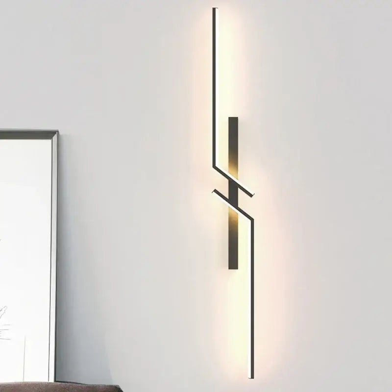 Luminária de Parede LED Moderna Arandela Linear Minimalista Preta Alumínio CAZANE