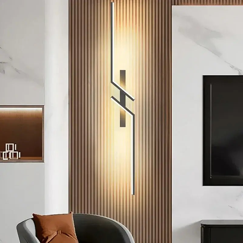 Luminária de Parede LED Moderna Arandela Linear Minimalista Preta Alumínio CAZANE