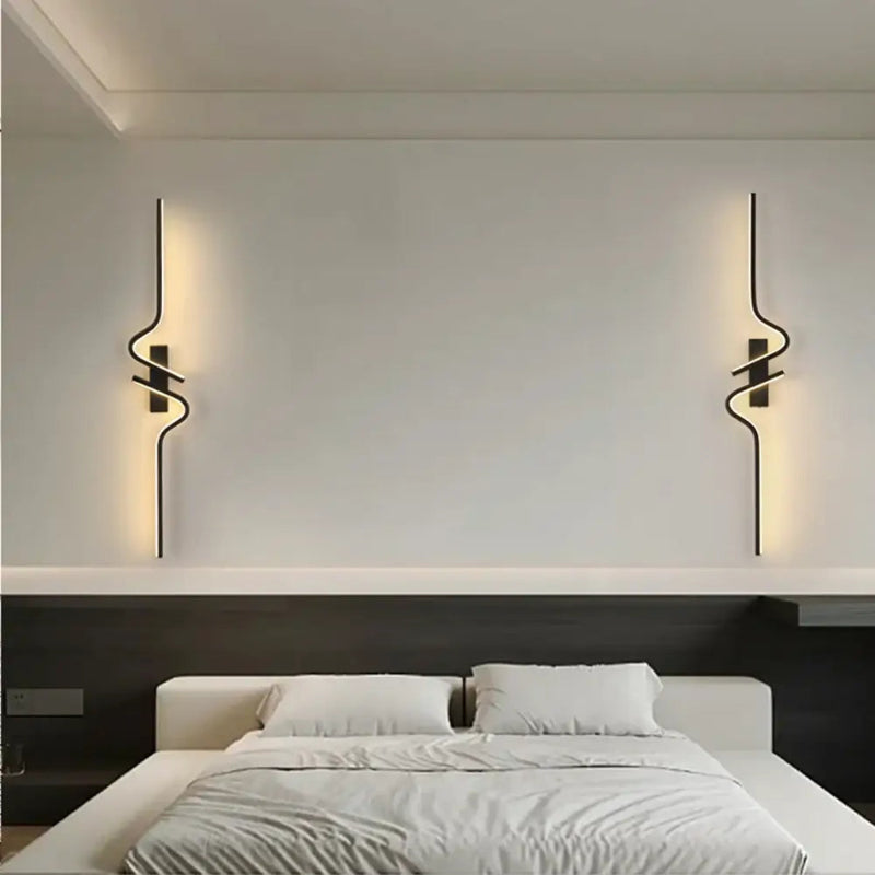 Luminária de Parede LED Moderna Arandela Minimalista Preta Linear S Alumínio CAZANE
