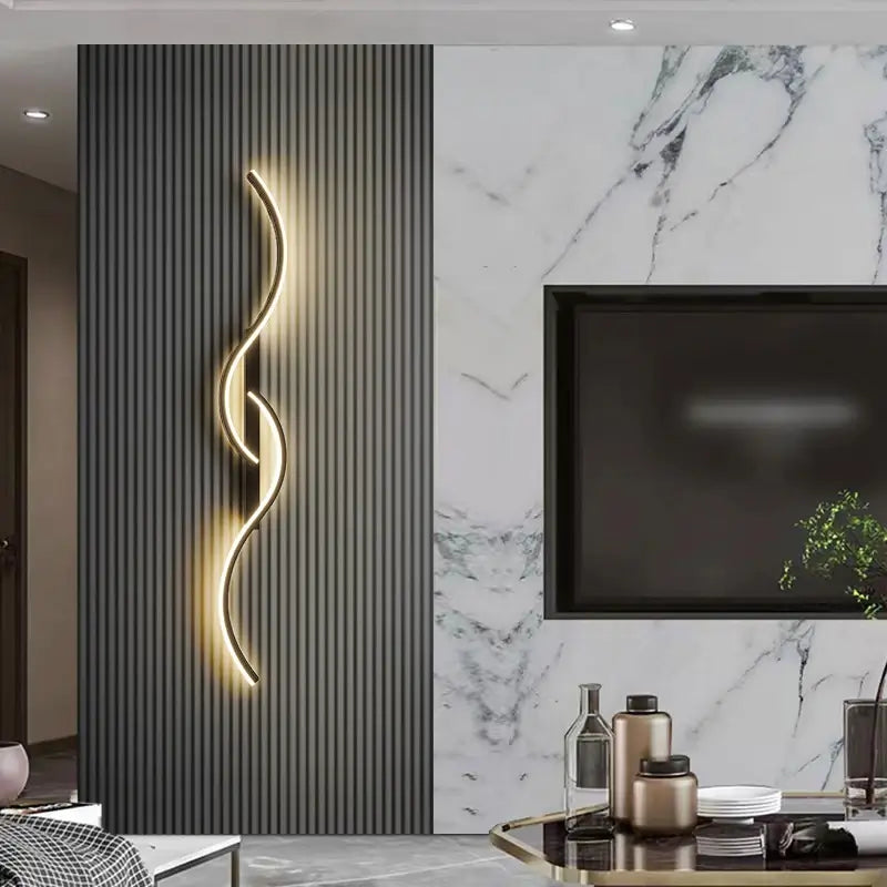 Luminária de Parede Linear Lúmen LED Moderna Arandela Minimalista Preta Alumínio CAZANE
