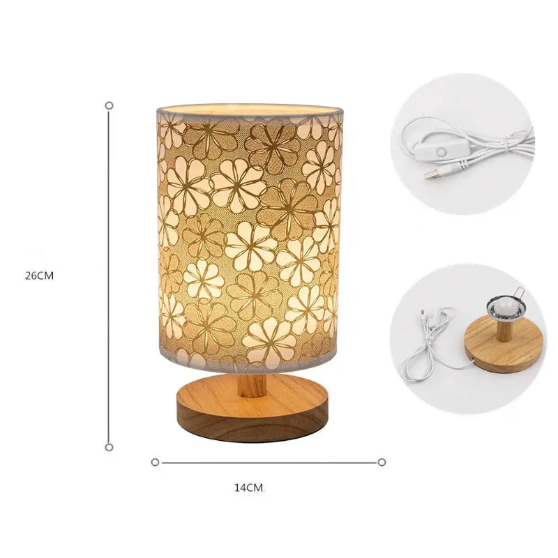 Luminária de Quarto Retro Moderna USB Madeira CAZANE