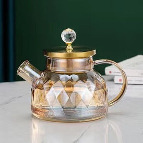 Chaleira de Vidro Borossilicato Tampa de Inox Diamond