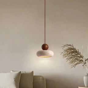Luminária Pendente Vintage com Madeira de Nogueira Mármore Moderna CAZANE