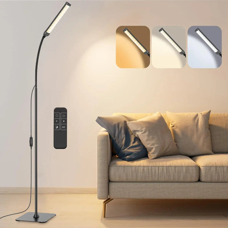 Luminária de Chão LED Regulável, com controle remoto, temporizador, Moderno Preto CAZANE
