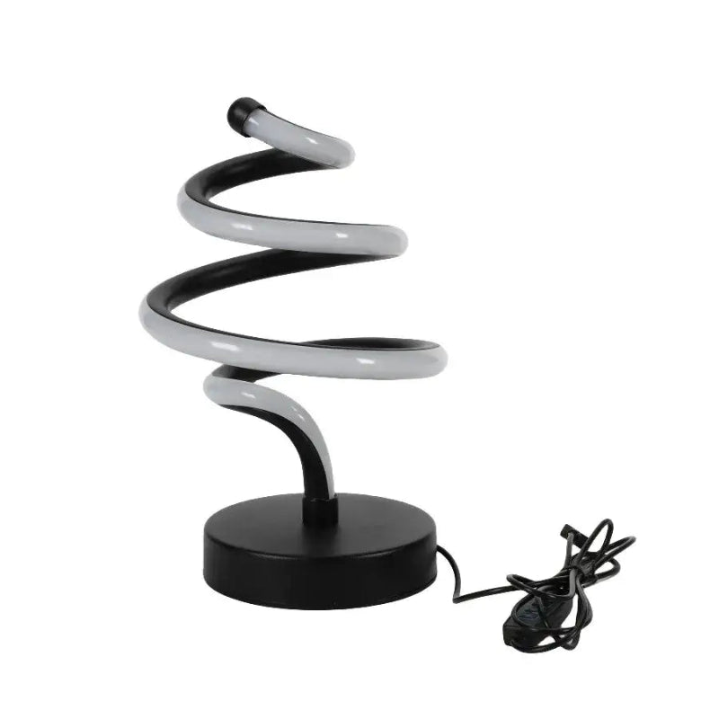Luminária de Mesa Espiral Árvore LED USB Moderna Alumínio Preto CAZANE