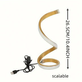 Luminária de Mesa Espiral Lux LED USB Ajustável Moderna Alumínio Dourada CAZANE