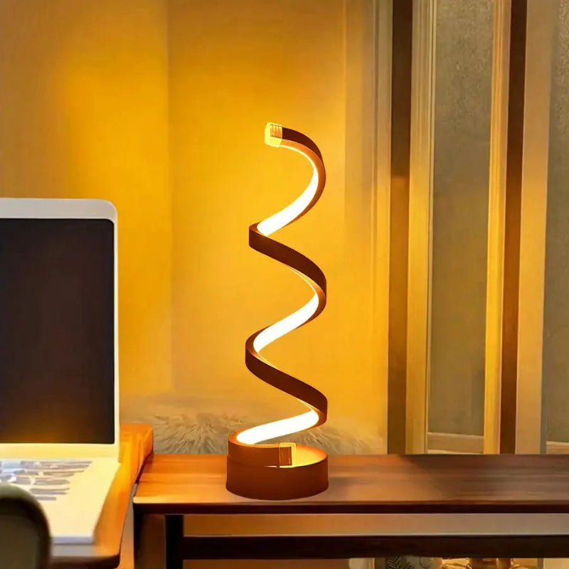 Luminária de Mesa Espiral Lux LED USB Ajustável Moderna Alumínio Dourada CAZANE