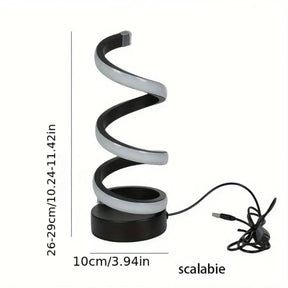 Luminária de Mesa Espiral Lux LED USB Ajustável Moderna Alumínio Preta CAZANE