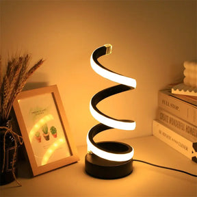 Luminária de Mesa Espiral Lux LED USB Ajustável Moderna Alumínio Preta CAZANE