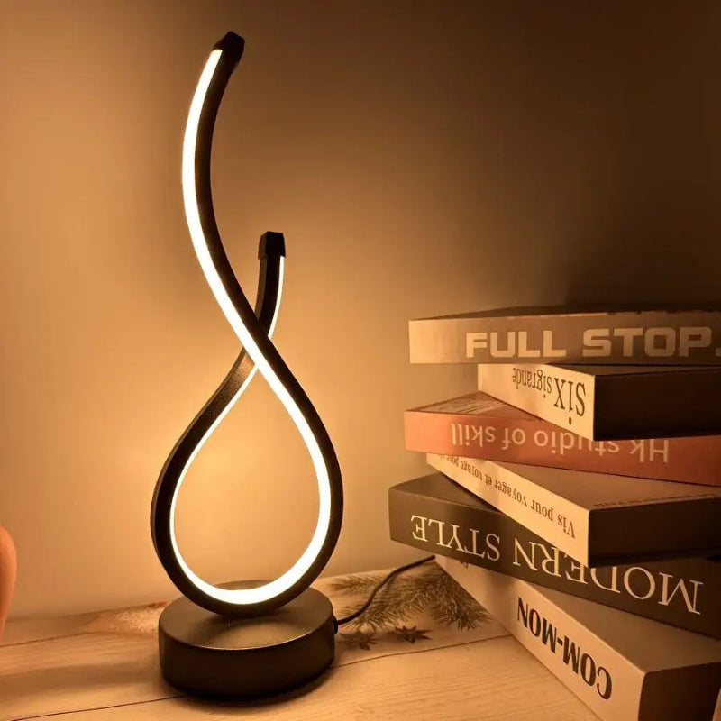 Luminária de Mesa Espiral Zen LED USB Moderna Alumínio Preto CAZANE