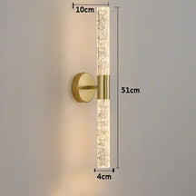 Luminária de Parede Bastão Cristal LED Moderna Alumínio Dourado CAZANE