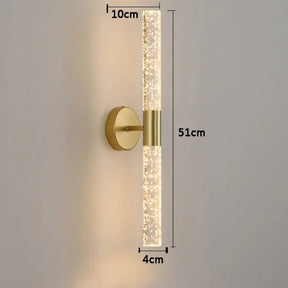 Luminária de Parede Bastão Cristal LED Moderna Alumínio Dourado CAZANE
