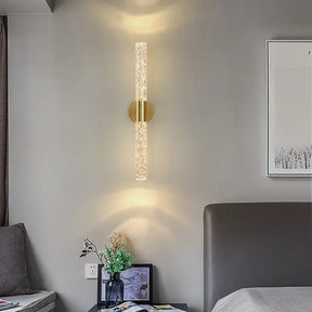 Luminária de Parede Bastão Cristal LED Moderna Alumínio Dourado CAZANE