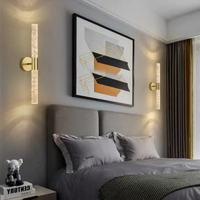 Luminária de Parede Bastão Cristal LED Moderna Alumínio Dourado CAZANE