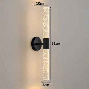 Luminária de Parede Bastão Cristal LED Moderna Alumínio Preto CAZANE
