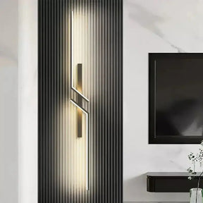 Luminária de Parede LED Moderna Arandela Linear Minimalista Preta Alumínio CAZANE