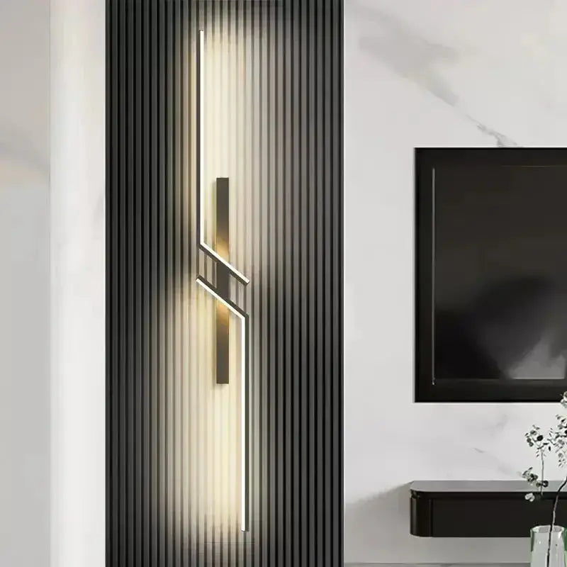 Luminária de Parede LED Moderna Arandela Linear Minimalista Preta Alumínio CAZANE