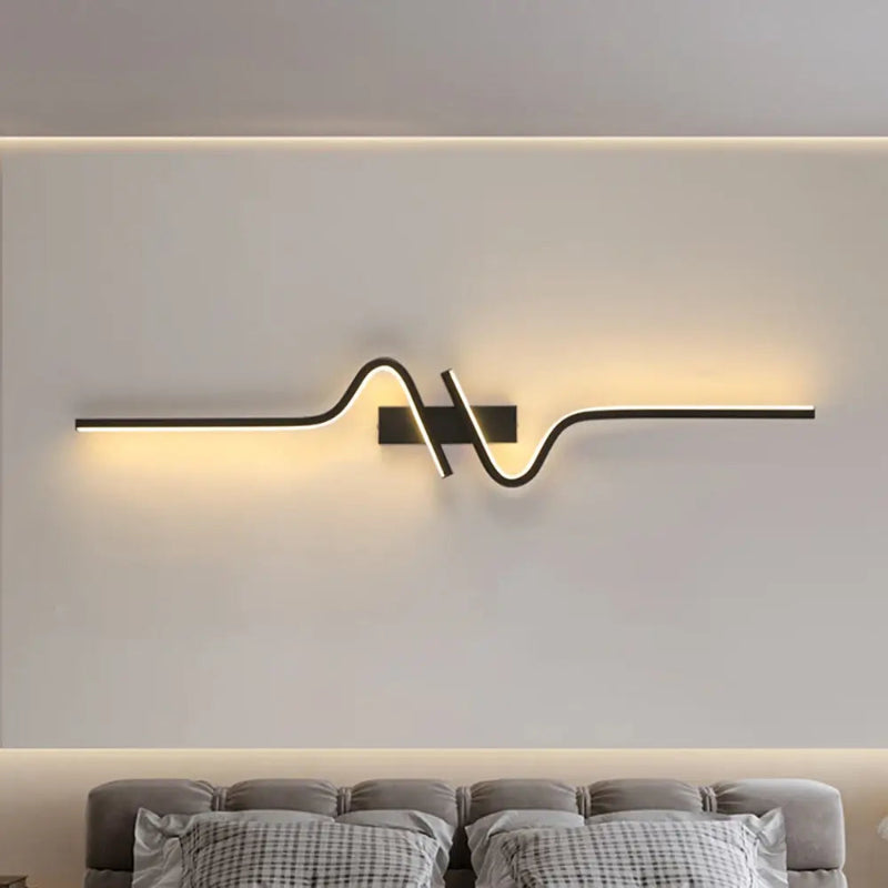 Luminária de Parede LED Moderna Arandela Minimalista Preta Linear S Alumínio CAZANE
