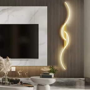 Luminária de Parede Linear Lúmen LED Moderna Arandela Minimalista Dourada Alumínio CAZANE