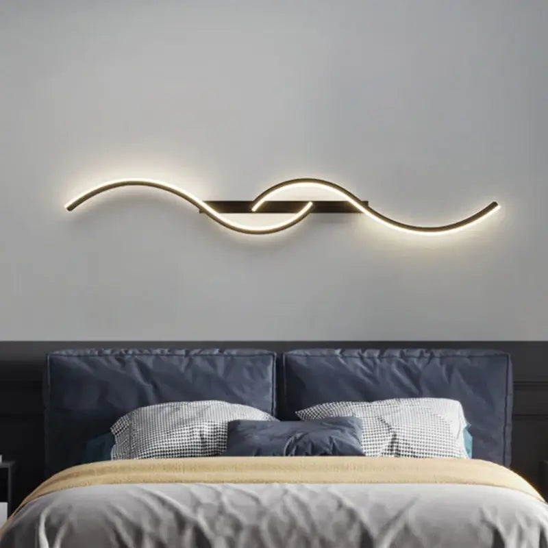 Luminária de Parede Linear Lúmen LED Moderna Arandela Minimalista Preta Alumínio CAZANE