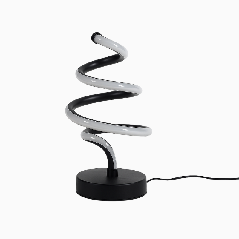 Luminária de Mesa Espiral Árvore LED USB Moderna Alumínio Preto CAZANE