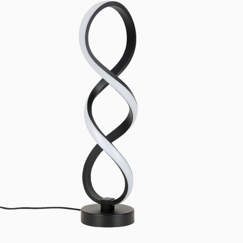 Luminária de Mesa Espiral Laço LED USB Moderna Alumínio Preto CAZANE