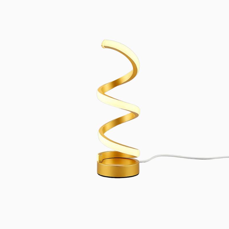 Luminária de Mesa Espiral Lux LED USB Ajustável Moderna Alumínio Dourada CAZANE