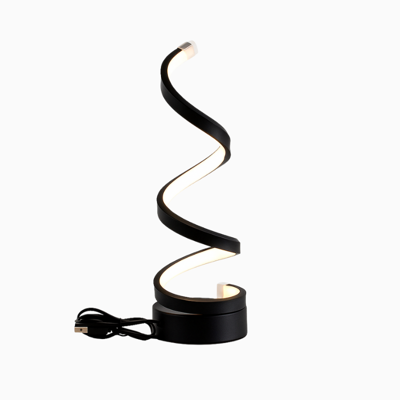 Luminária de Mesa Espiral Lux LED USB Ajustável Moderna Alumínio Preta CAZANE