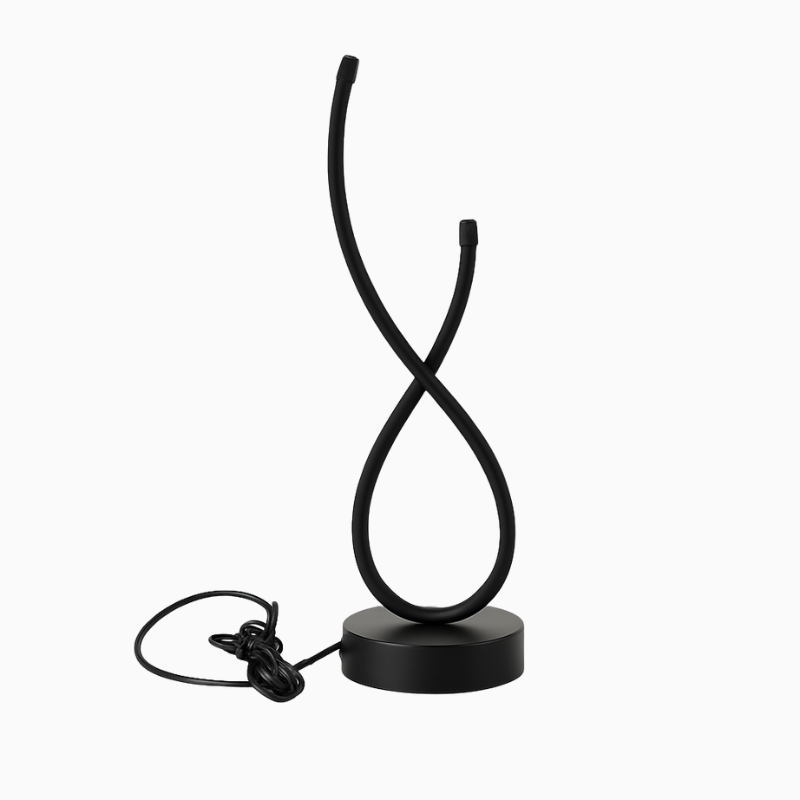 Luminária de Mesa Espiral Zen LED USB Moderna Alumínio Preto CAZANE