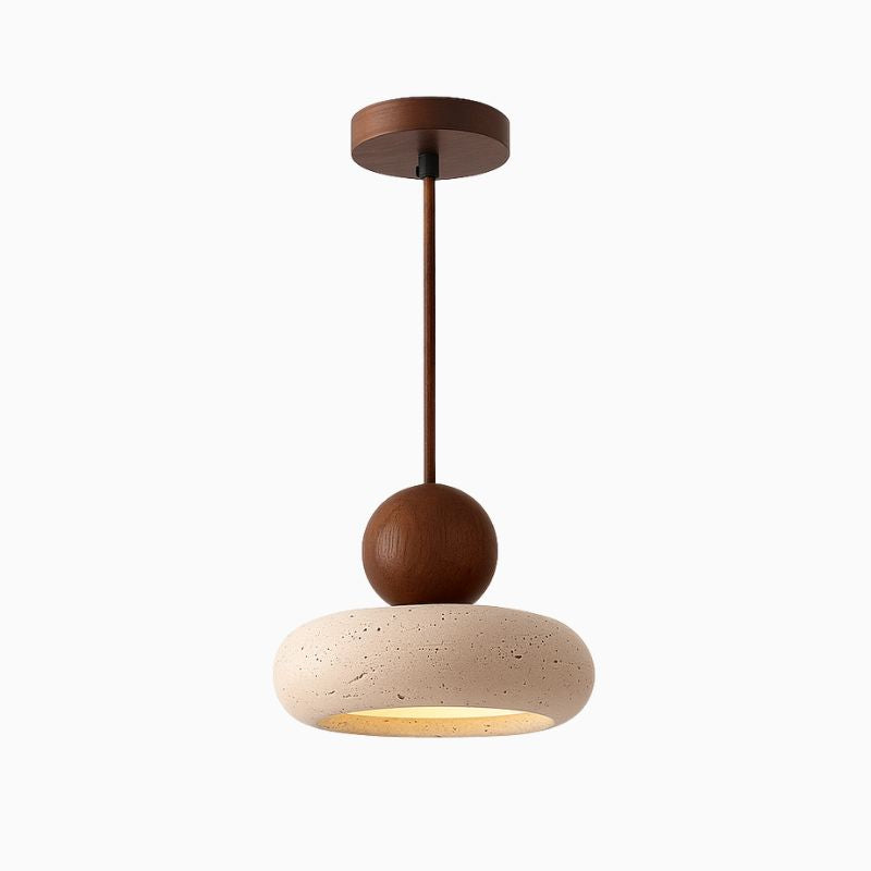 Luminária Pendente Vintage com Madeira de Nogueira Mármore Moderna CAZANE