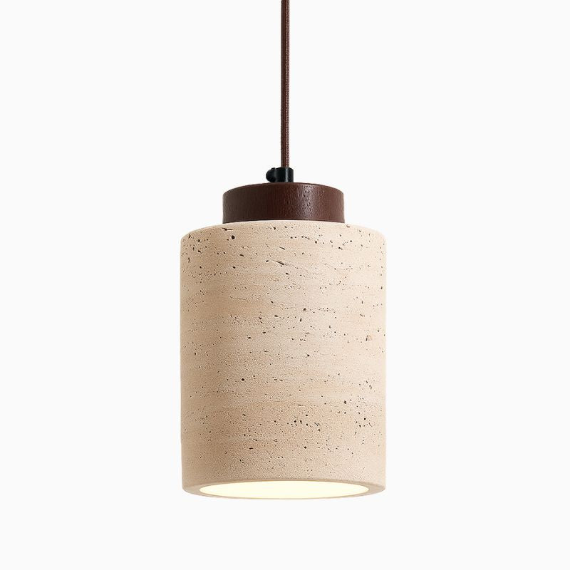 Luminária Pendente Vintage Nogueira Moderna Bege Mármore CAZANE