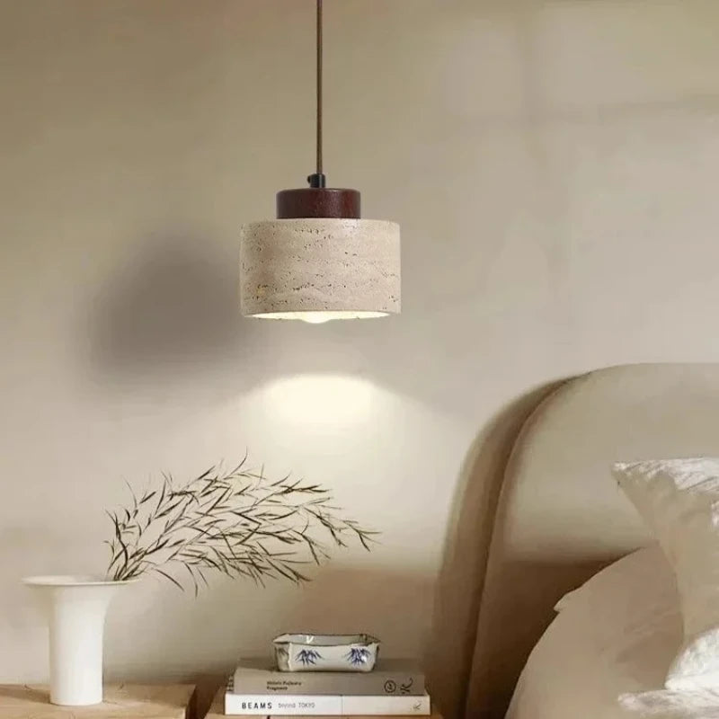 Luminária Pendente Vintage Pedra Amarela Moderna Mármore CAZANE